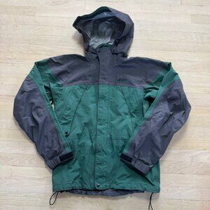 Vintage 90s MEC Gore-Tex Hooded Jacket Green Gray Colorblock Medium